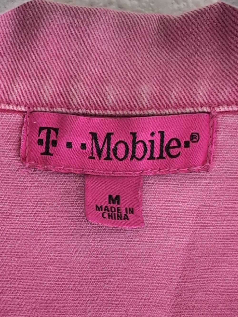 T Mobile Pink Denim Jacket Size medium - Picture 6 of 12